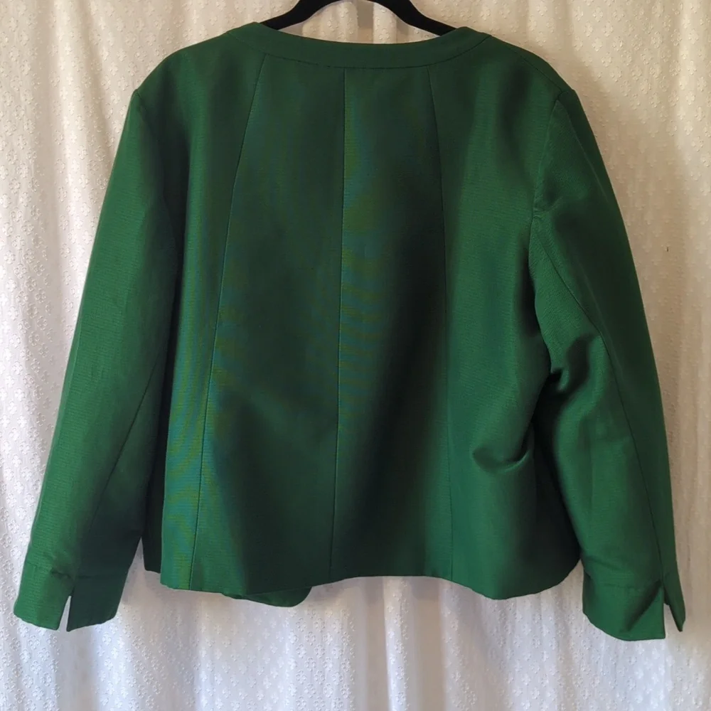 Talbots Emerald Green Cotton Silk Blazer Jacket Women's Size 20 NWT - Picture 6 of 11